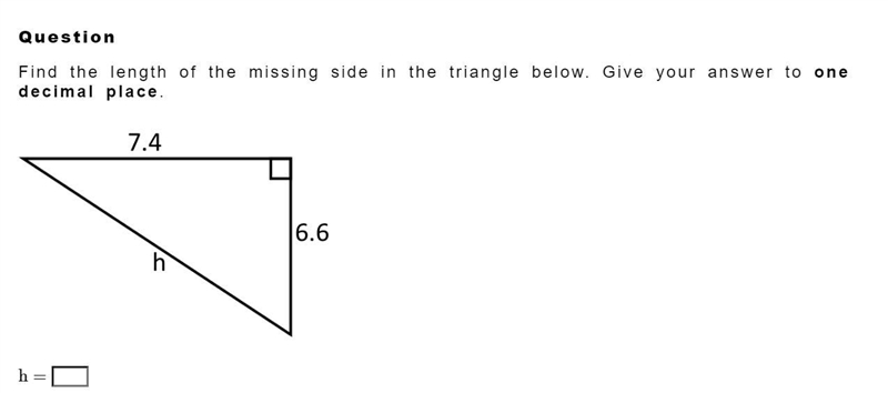 Find the length of the missing side in the triangle, give answer in 1 decimal place-example-1