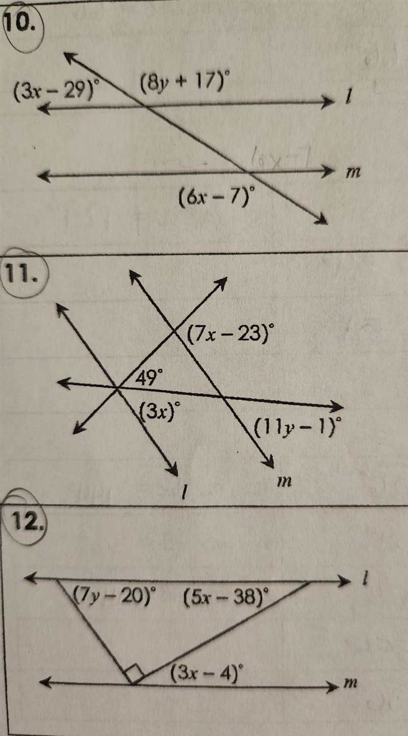 If l || m, solve for x and y. Please help!​-example-1