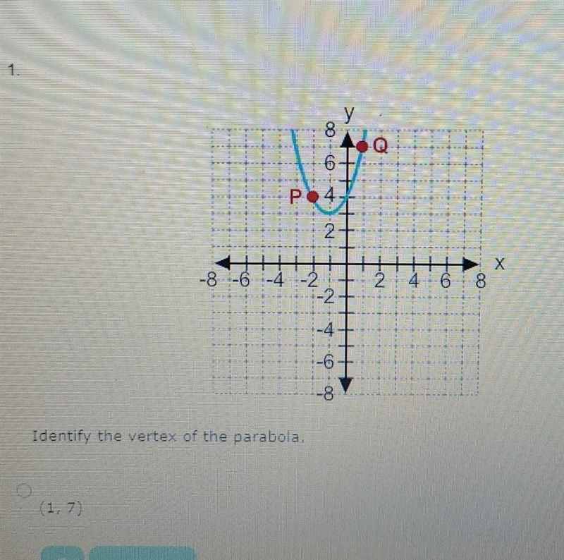 I need help with math identify the vertex of the parabola-example-1