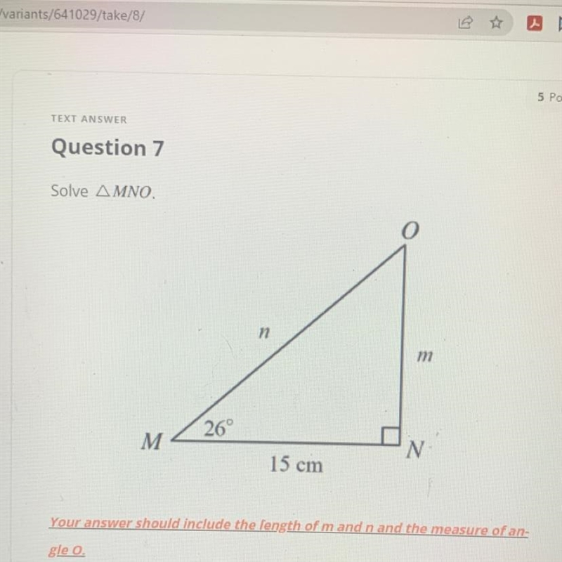 I need help trying to solve for MNO it’s for our right triangle trigonometry unit-example-1