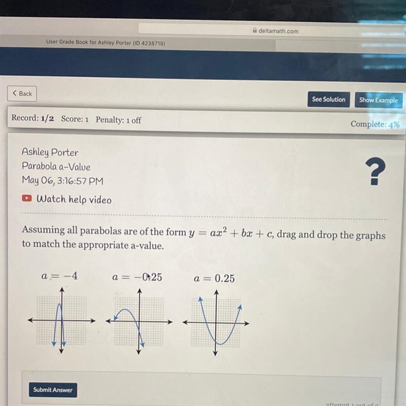 Basically I need to click and drag which graph goes to which A=()-example-1