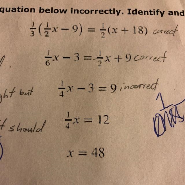 Mai solved the equation incorrectly. Identify and explain Mai’s error. I’m correcting-example-1