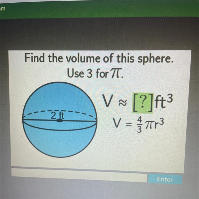 Find the volume of this sphere.-example-1