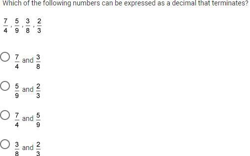 Which of the following numbers can be expressed as a decimal that terminates?-example-1