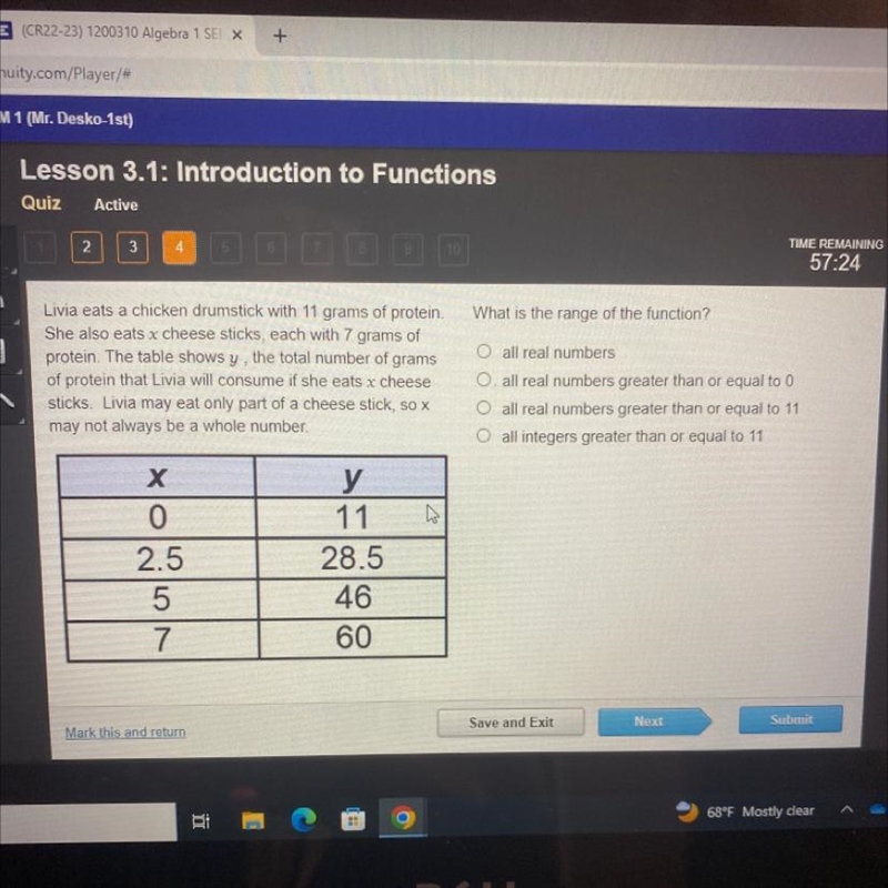 What is the range of the function? all real numbers O. all real numbers greater than-example-1