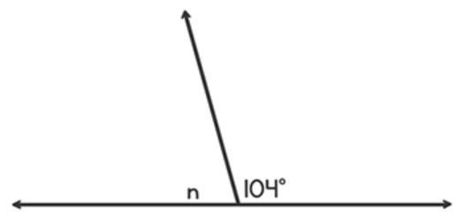 What is the measure of the unknown angle? A 72° B 74° C 76° D 79°-example-1