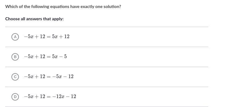 Can someone help me with this? Which of the following equations have exactly one solution-example-1