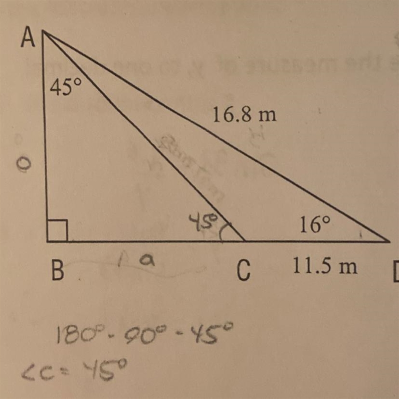 Determine the length of AB to the nearest tenth of a metre. pls help!!-example-1