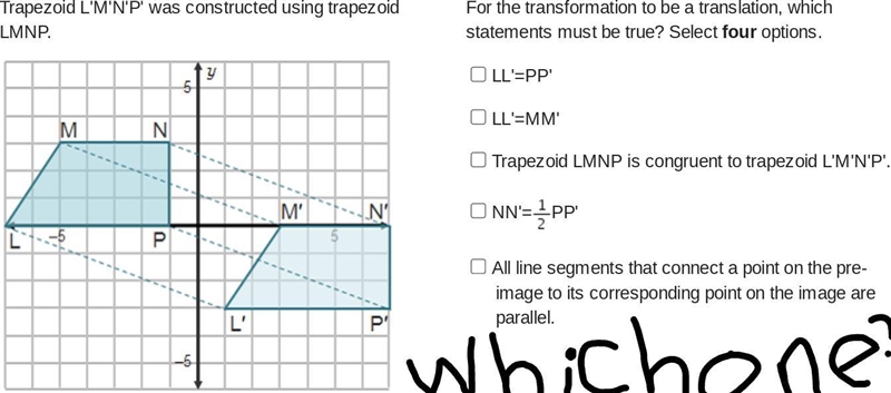 For the transformation to be a translation, which statements must be true? Select-example-1