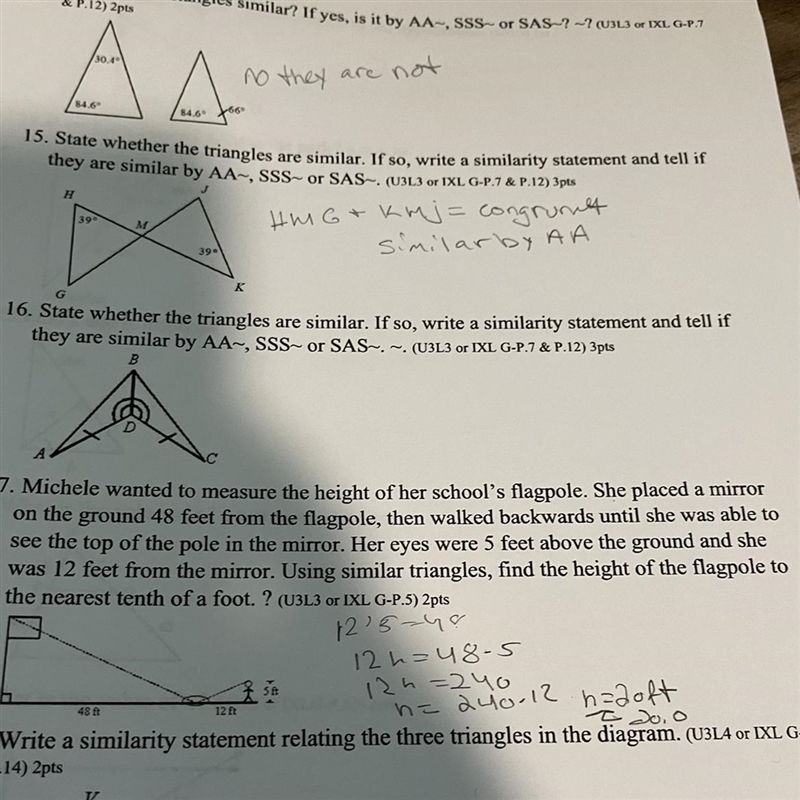 State whether the triangles are similar. Number 16-example-1