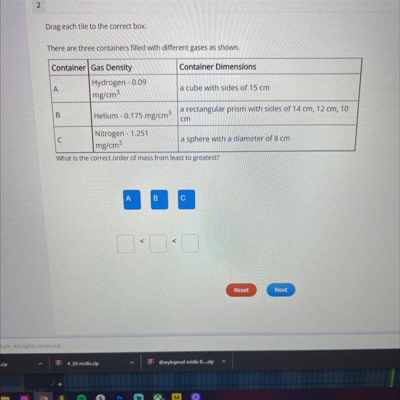 Which is the correct order of mass from least to greatest-example-1