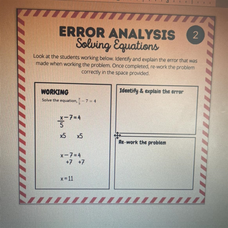 ERROR ANALYSIS 2 Solving Equations Look at the students working below. Identify and-example-1