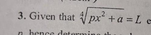 express x in terms of a, L and p. Hence determine the values of x for which a = 4, p-example-1