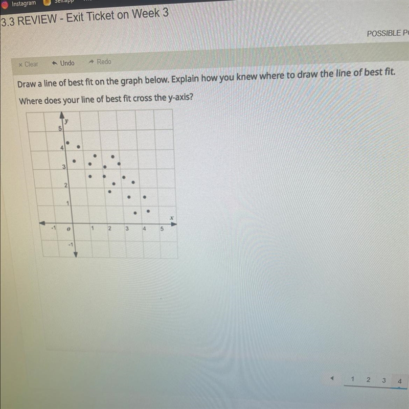 Draw a line of best fit on the graph below. Explain how you knew where to draw the-example-1