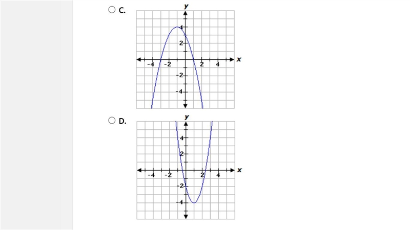 Select the correct answer. A parabola has an x-intercept of -1, a y-intercept of -3, and-example-1