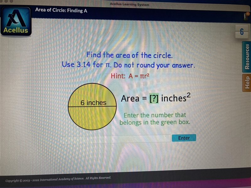 Find the area of the circle use 3.14π-example-1