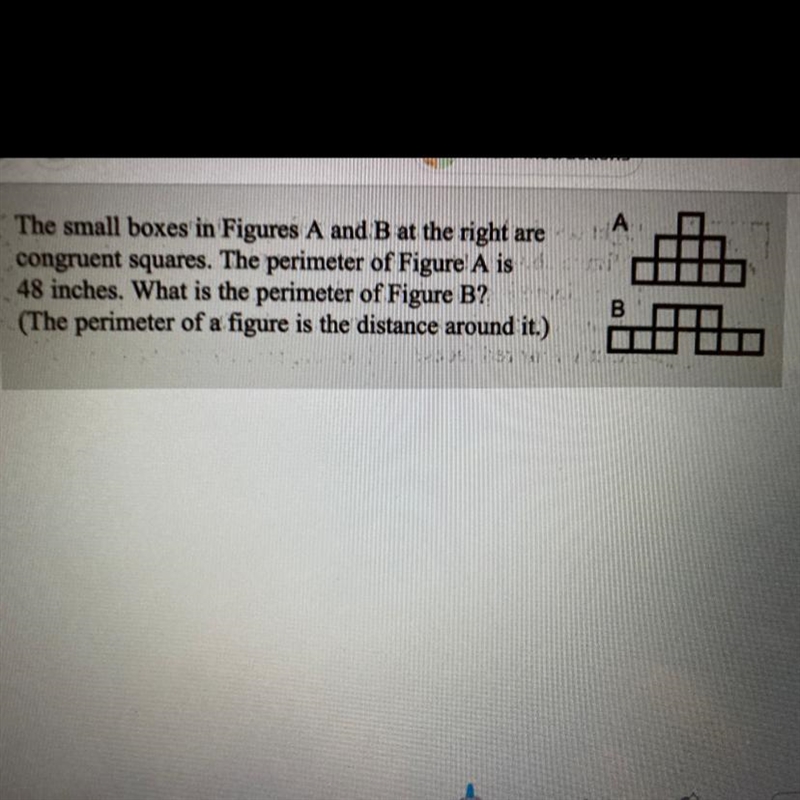 The small boxes in Figures A and B at the right are congruent squares. The perimeter-example-1