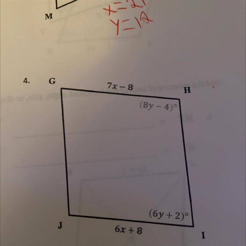 I need to find the value of each variable in the following parallelograms-example-1