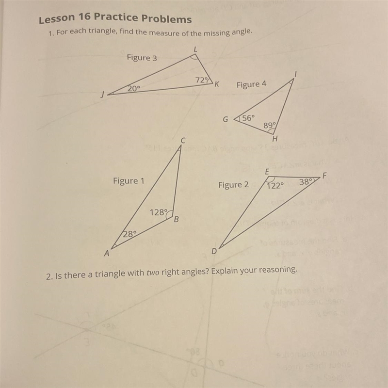 PLEASE ANSWER THIS FAST Lesson 16 Practice Problems 1. For each triangle, find the-example-1