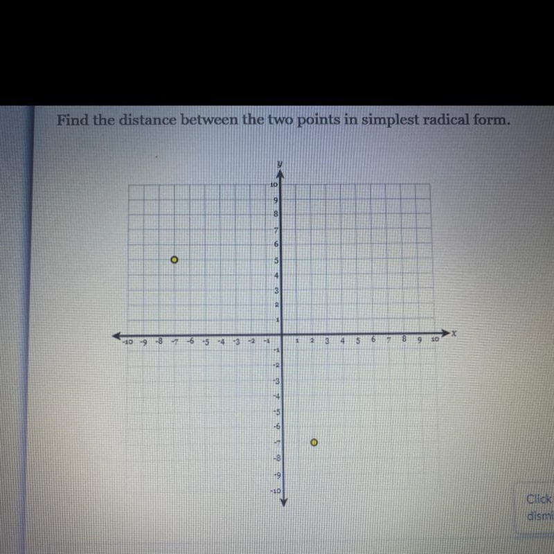 Find the distance between the two points in simplest radical form.-example-1