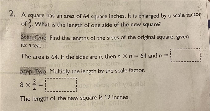 2.AsquareHipushas an area of 64 square inches. It is enlarged by a scale factorof-example-1