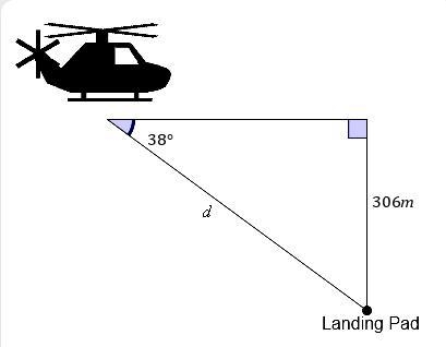 A helicopter is flying at an altitude of 306 meters, at an angle of depression of-example-1