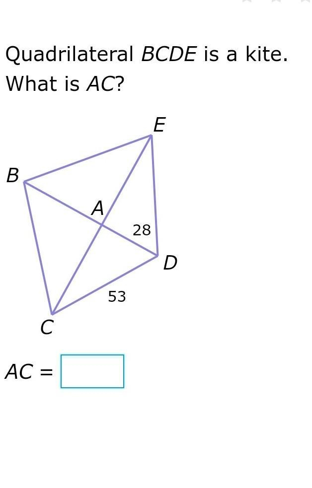 Quadrilateral BCDE is a kite. What is AC ?​-example-1