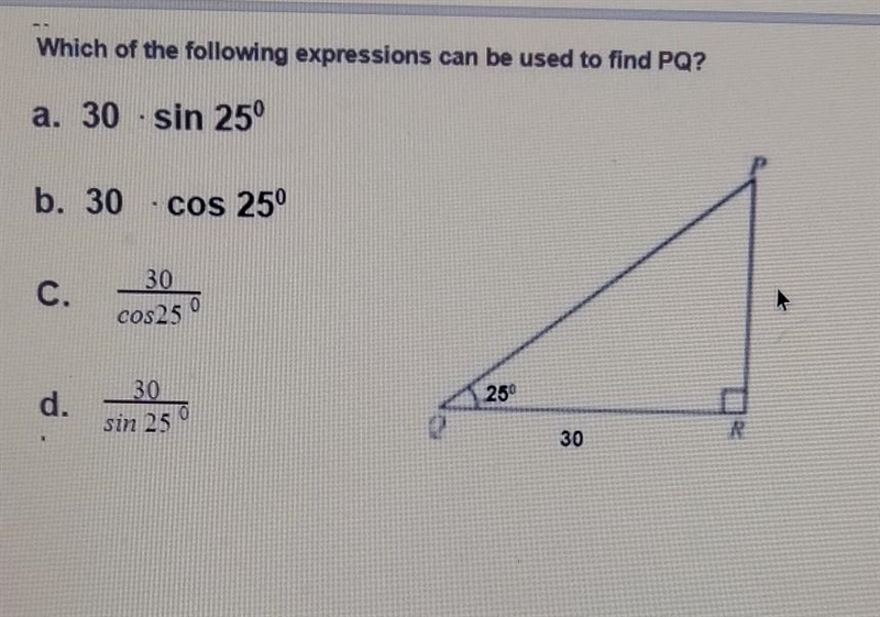 Which of the following expressions can be used to find PQ?-example-1