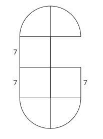 The shape is composed of squares and quarter circles. What is the perimeter?-example-1