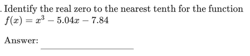 Please help!! Find the real zero of this function.-example-1