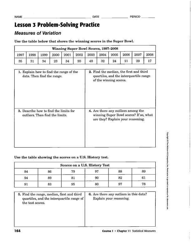 Problem-Solving Practice Measures of Variation-example-1