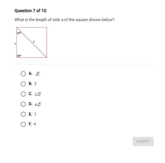 What is the length of side s of the square shown below?-example-1