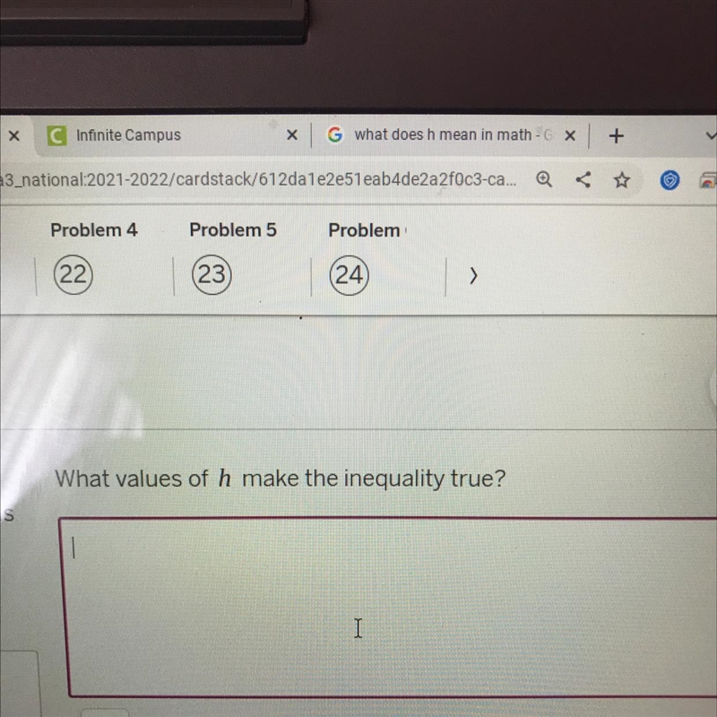 Explain what the inequality --4h <-14 represents. What value of h makes the equation-example-1