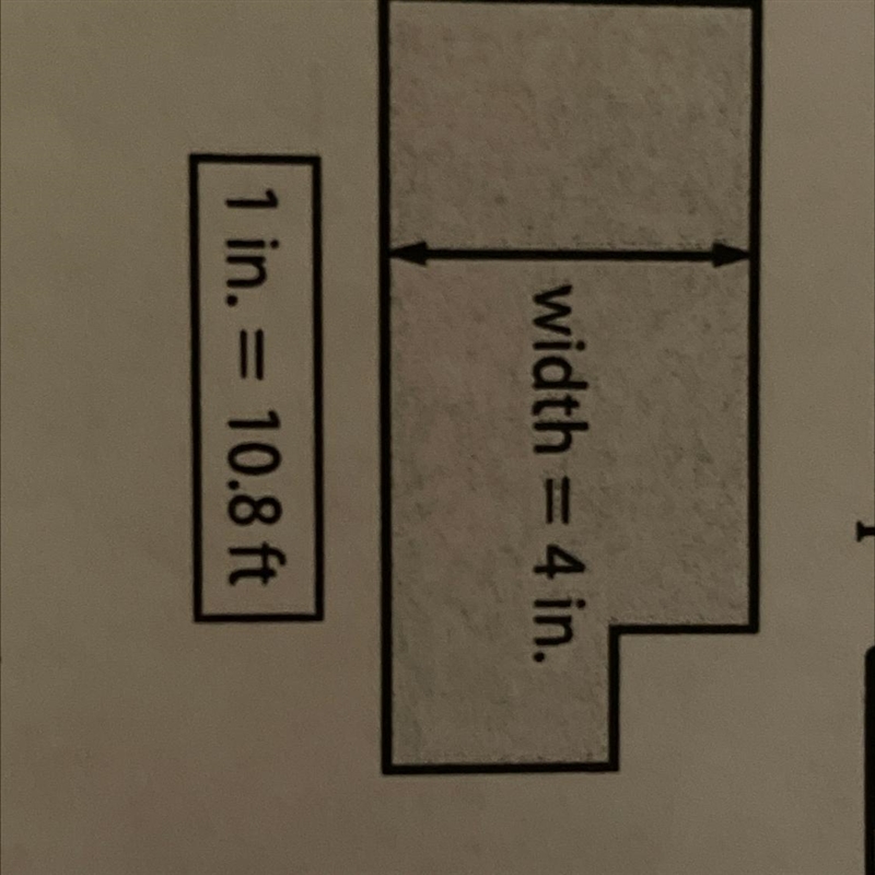 Ross made a scale drawing of his workshop as shown below. What is the actual width-example-1