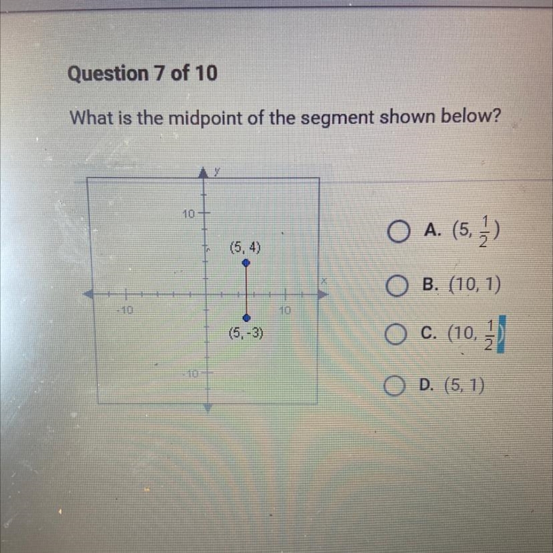 What is the midpoint of the segment shown below?-example-1