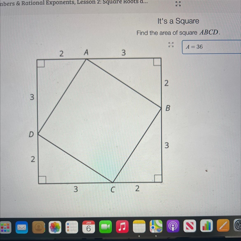 Find the area of the square-example-1