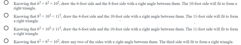 Select the procedure that can be used to show the converse of the Pythagorean theorem-example-1