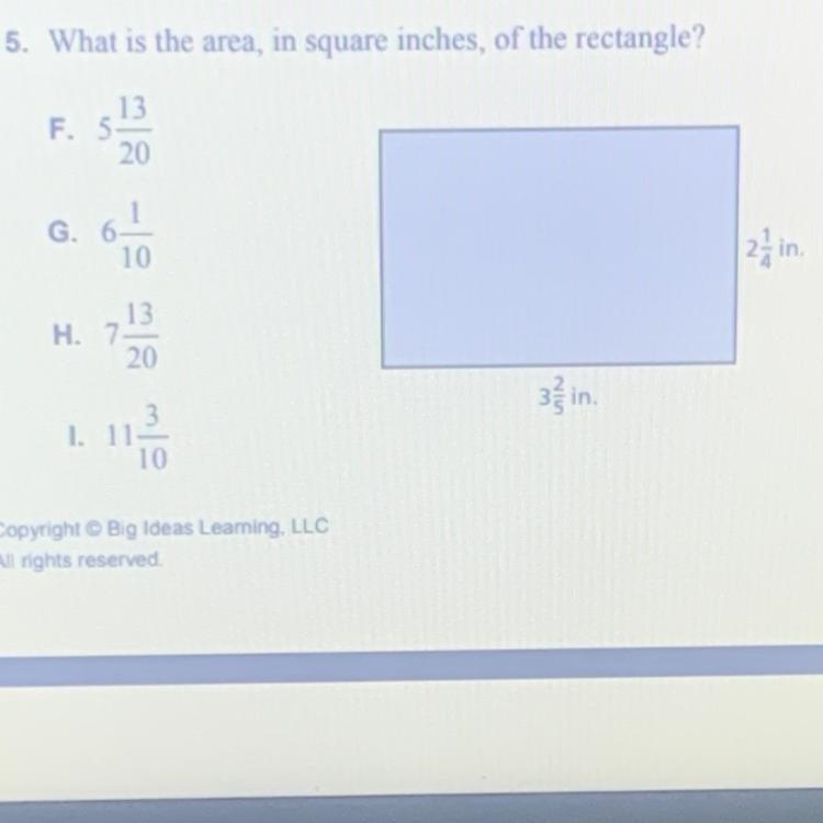 What is the area, in square inches, of the rectangle? Show your work!!-example-1