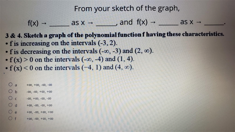 Sketch a graph of polynomial function having these characteristics​-example-1