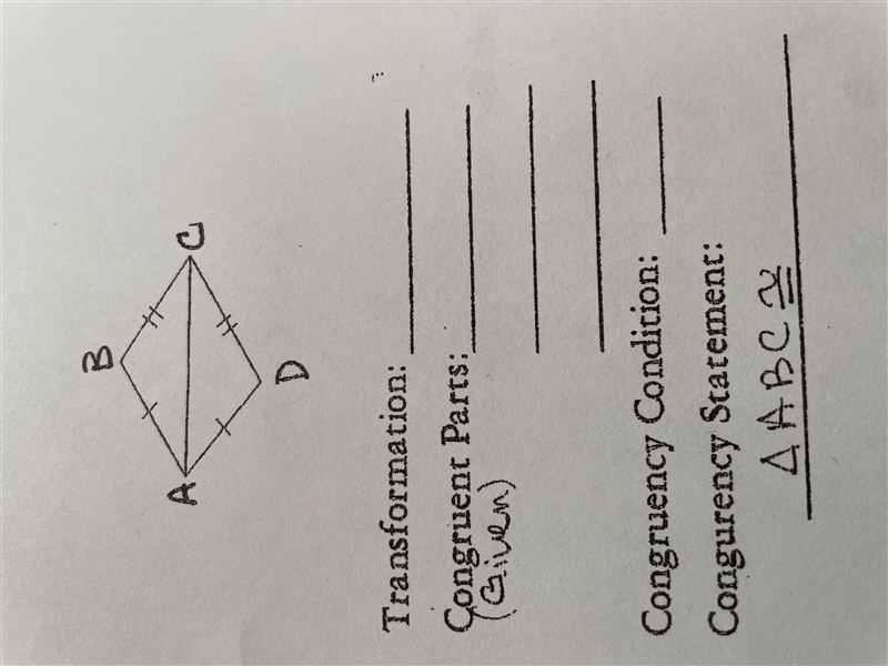 Question says : are these triangles congruent-example-1