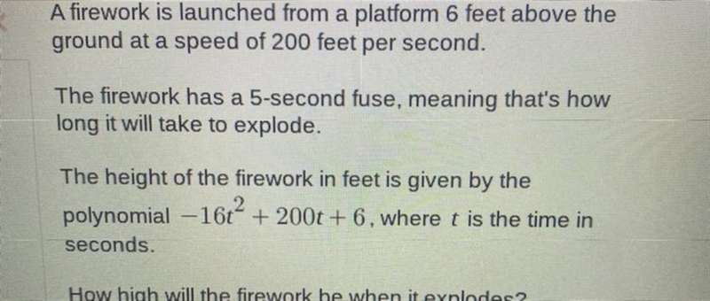 How high will the firework be when it explodes? (Look at Photo)-example-1