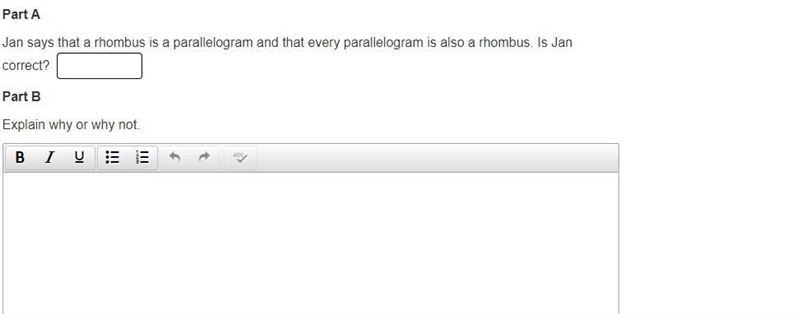 Part A Jan says that a rhombus is a parallelogram and that every parallelogram is-example-1