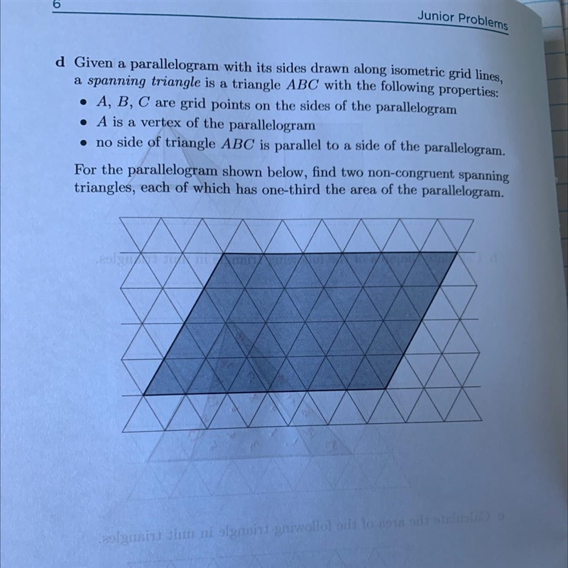 D Given a parallelogram with its sides drawn along isometric grid lines, a spanning-example-1