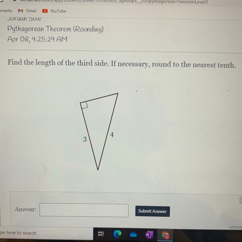 Find the length of the third side. If necessary, round to the nearest tenth. 4-example-1