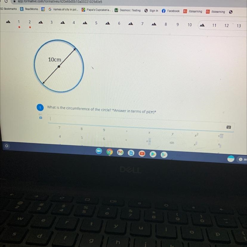 What is the circumference of the circle? Answer in terms of pi-example-1