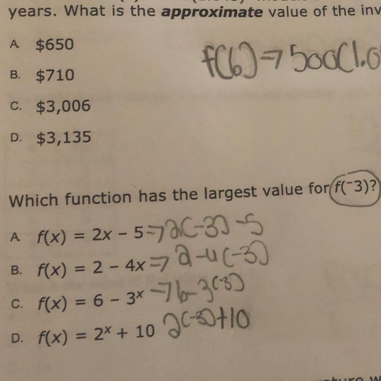 C. $3,006D. $3,135given, compute40 answer3. Which function has the largest value forf-example-1