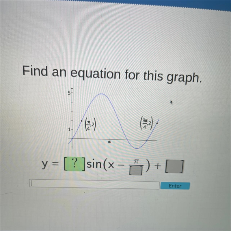 Please help!!! Find an equation for this graph.-example-1