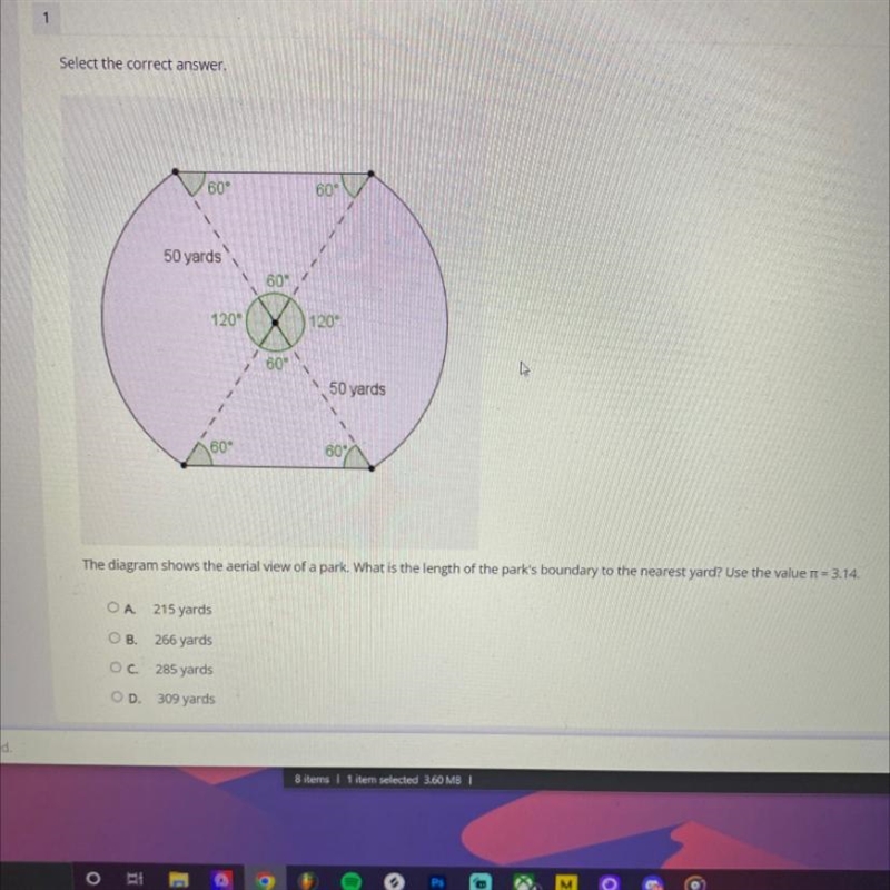 What is the length of the parks boundary to the nearest yard-example-1