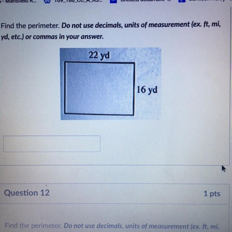 Find the perimeter. Do not use decimals, units of measurement (ex. ft, mi, yd, etc-example-1