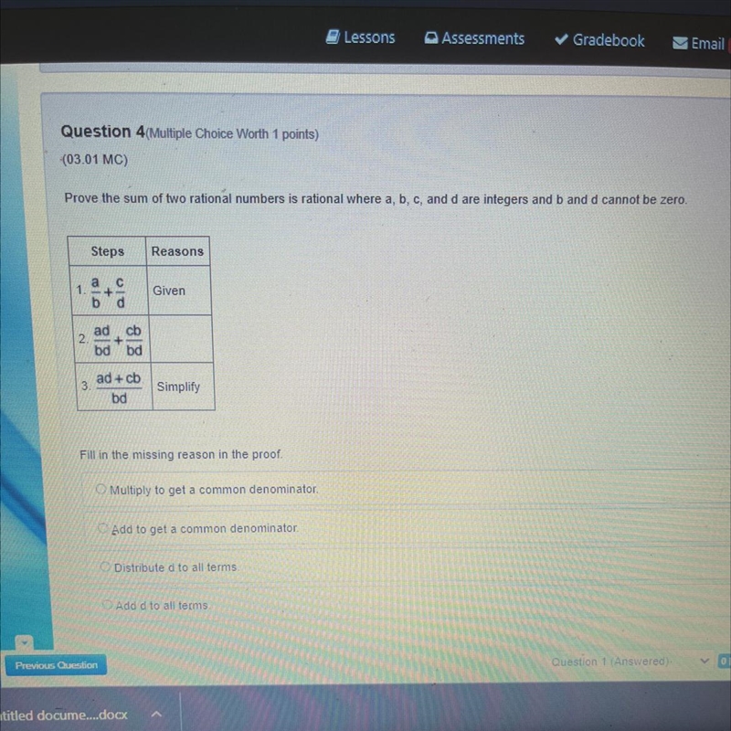 Prove the sum of two rational numbers is rational where a, b, c, and d are integers-example-1